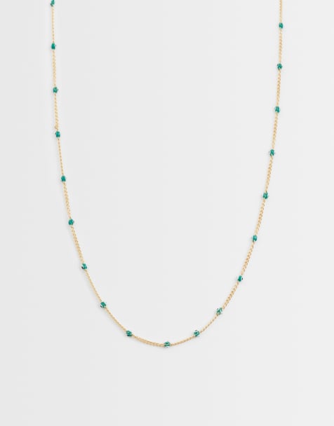 ASOS DESIGN - Collar corto dorado de cadena delicada con detalle de ojos verdes - view 1