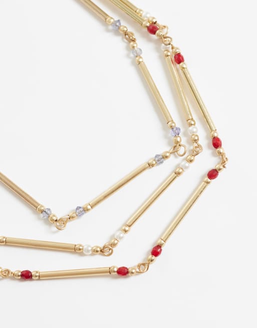 ASOS DESIGN - collar de varias vueltas con minicuentas en tono dorado, 3 de 4