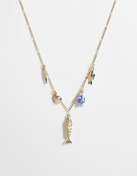 ASOS DESIGN - Collar dorado con colgante de pez - view 1