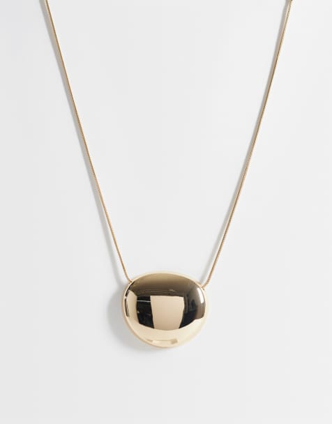 ASOS DESIGN - Collar dorado con colgante redondo minimalista - view 1