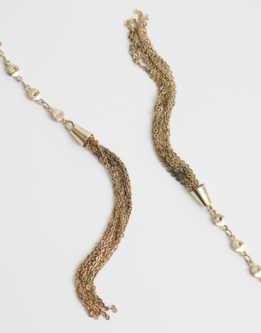 ASOS DESIGN - Collar dorado con diseño envolvente y detalle de borlas, 3 de 4