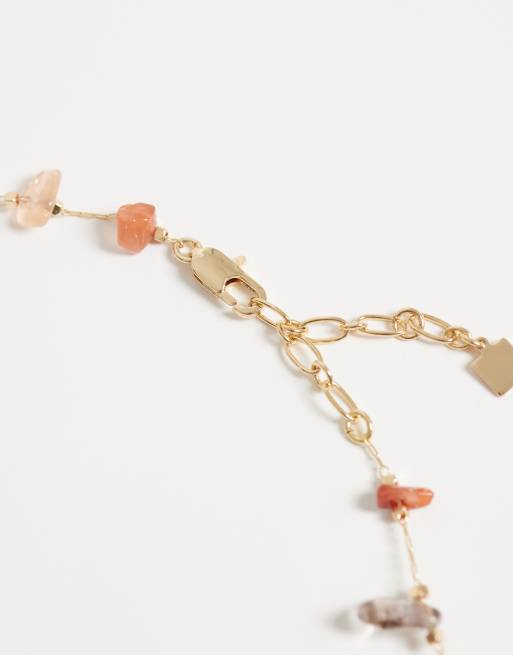 ASOS DESIGN - Collar dorado de estilo reata con esquirlas de piedras semipreciosas, 3 de 4