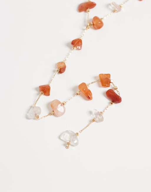 ASOS DESIGN - Collar dorado de estilo reata con esquirlas de piedras semipreciosas, 4 de 4