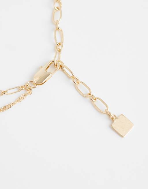 ASOS DESIGN - Collar dorado de varias hileras estilo lariat de cadena fina, 4 de 4