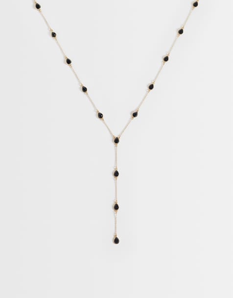ASOS DESIGN - collar largo tipo lariat con detalle de varias piedras en tono dorado - view 1