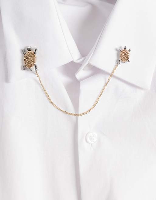 ASOS DESIGN Collar link with tortoise detail in gold tone, 2 of 3