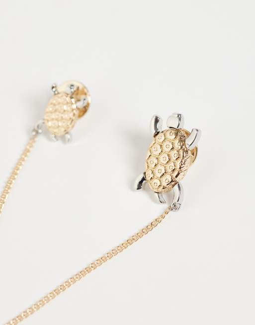 ASOS DESIGN Collar link with tortoise detail in gold tone, 3 of 3