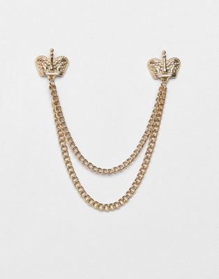 ASOS DESIGN collar tips with crown design in gold tone | ASOS