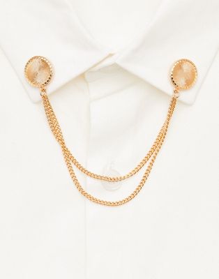 ASOS DESIGN collar tips with engraving in gold tone