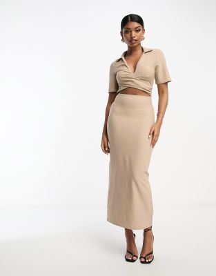 ASOS Twist Cut Out Front Long Sleeve High Waist Cocktail Mini Dress