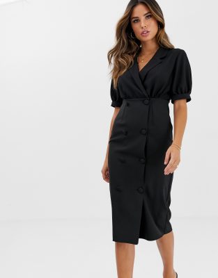 black tuxedo midi dress