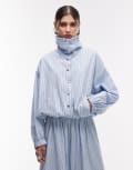 [ASOS DESIGN] ASOS DESIGN collared button up shirt jacket in blue stripe-Multi M Blue Stripe