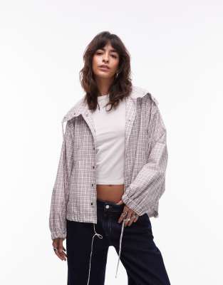 Asos Design Collared Button Up Shirt Jacket In Neutral
