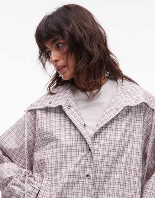 ASOS DESIGN collared button up shirt jacket in plaid, 2 of 4