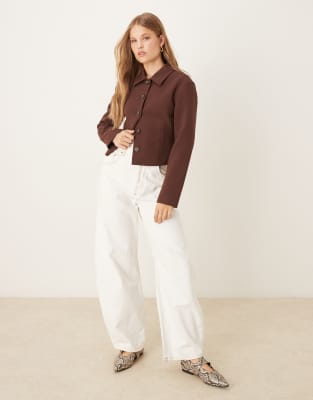 Asos Design Collared Fitted Tailored Jacket In Brown