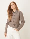 [ASOS DESIGN] ASOS DESIGN collared fitted tailored jacket in grey check-Multi 14 Grey Check