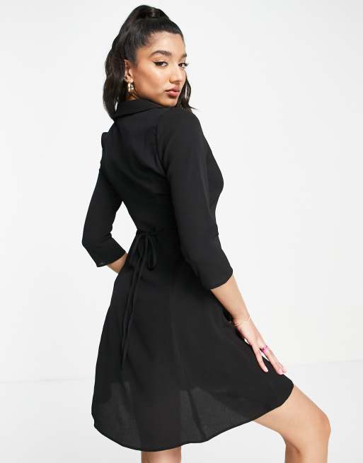 Black long sleeve 2025 button down dress