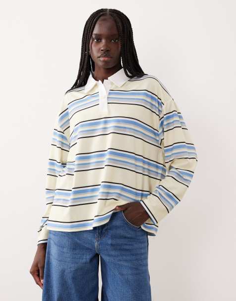 ASOS DESIGN collared long sleeve oversized shirt in multi coloured stripe - view 1