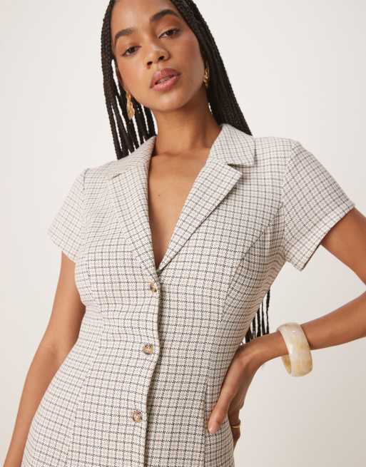 ASOS DESIGN collared mini shirt dress in check, 3 of 4