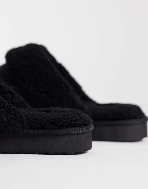ASOS DESIGN collared mule slipper in black with whipstitch detail, 3 of 4