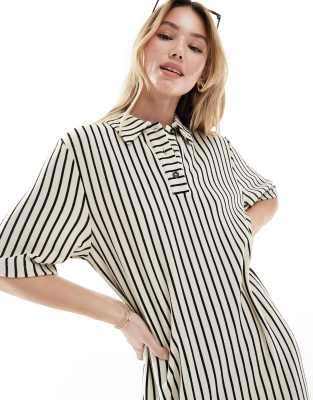 ASOS DESIGN collared placket midaxi t shirt dress in stripe | ASOS