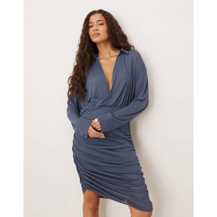 blue mini wrap dress ASOS Design - - Women - Polyester - XS Tulle Dress Cute Black Women Quiz_Solids The wrap front allows Color:Limited Cherry Blossom