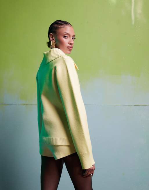 ASOS DESIGN collared structured knit waisted shirt cardigan co-ord in cream