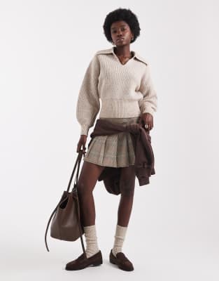 Asos Design Collared Sweater In Neutral