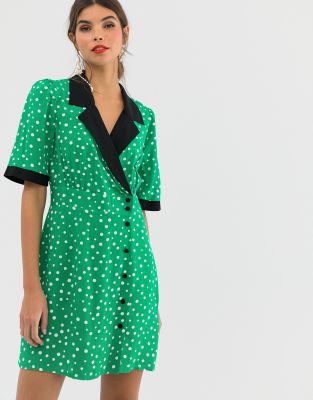 asos green spot dress