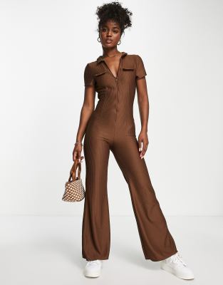 brown overall jumpsuit