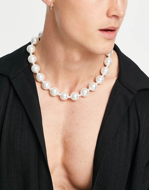 ASOS DESIGN - Collarino da festival con perline sintetiche da 18 mm  