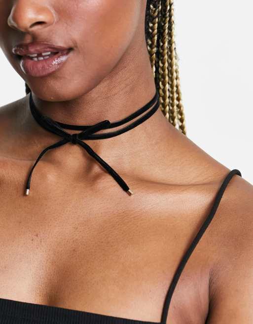 ASOS DESIGN - Collarino multifilo nero in corda