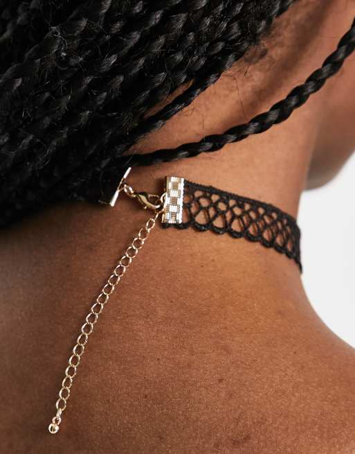 ASOS DESIGN - Collarino nero con design in pizzo, 2 di 4