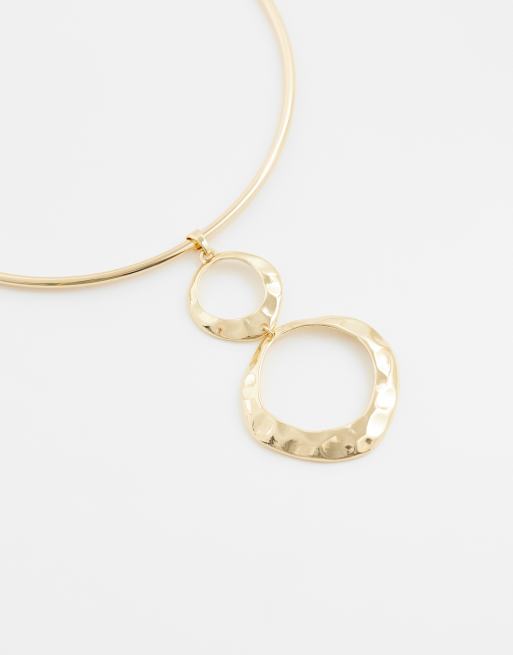 ASOS DESIGN - Collarino rigido dorato con ciondoli martellati a cerchio, 4 di 4
