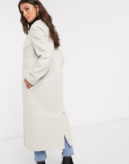 Cream deals collarless coat