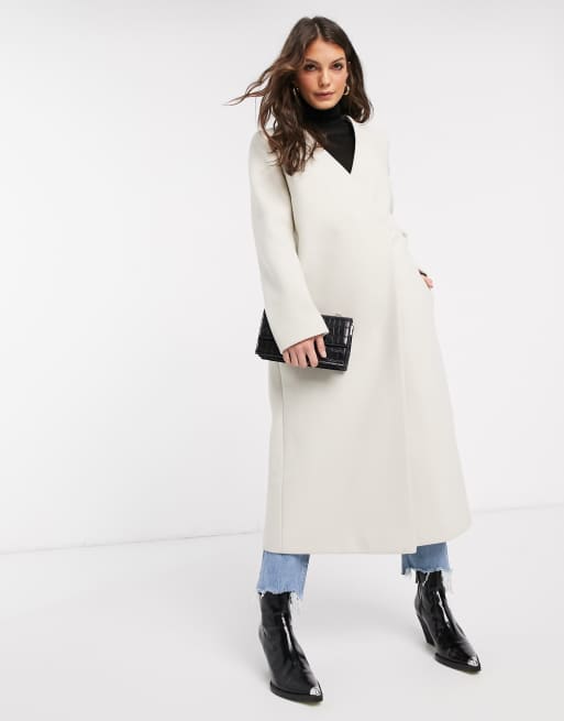 Cream 2025 collarless coat