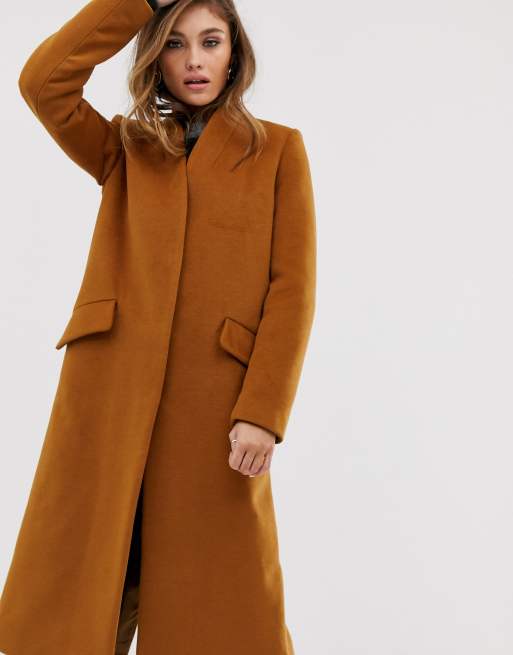 Collarless coat on sale