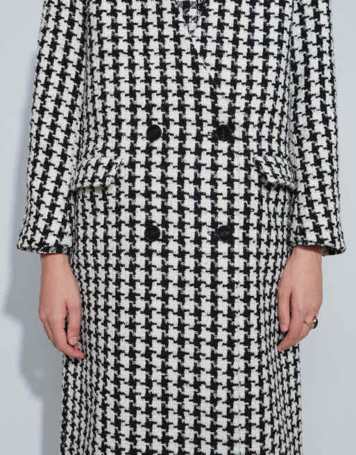 ASOS DESIGN collarless longline formal jacket in houndstooth, 3 of 4