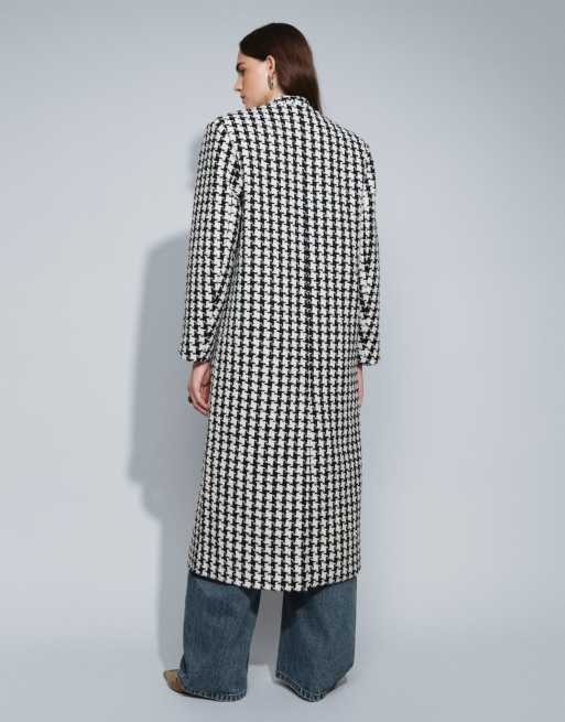 ASOS DESIGN collarless longline formal jacket in houndstooth, 4 of 4
