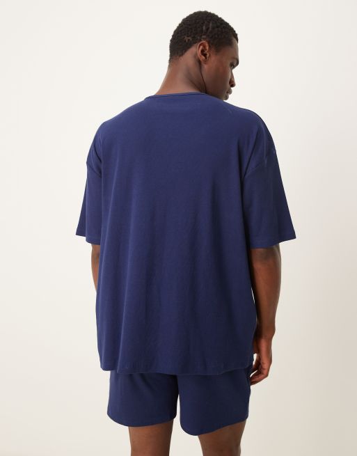 ASOS DESIGN - Collection capsule - T-shirt oversize en tissu côtelé - Bleu marine, 4 de 4