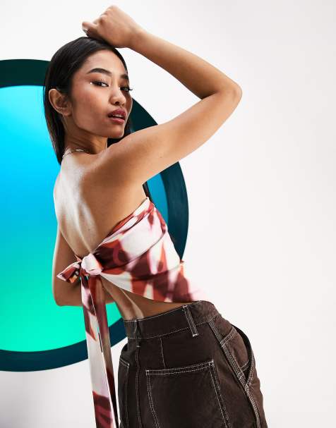 ASOS DESIGN collection scarf top in reversible prints - MULTI - view 1