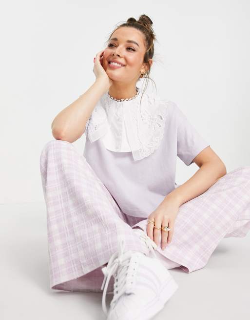 ASOS DESIGN - Colletto bianco con strato sovrapposto in organza