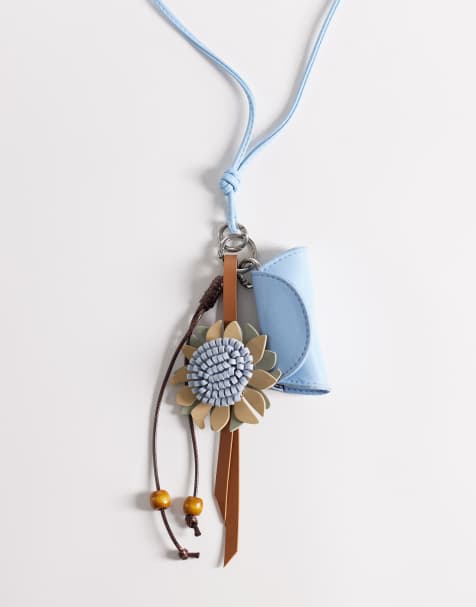 ASOS DESIGN - Collier à breloque fleur et étui pour rouge à lèvres - Bleu - view 1