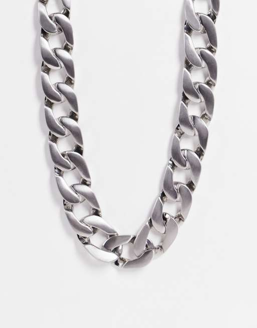 ASOS DESIGN - Collier à chaîne super chunky avec maillons brossés - Argenté