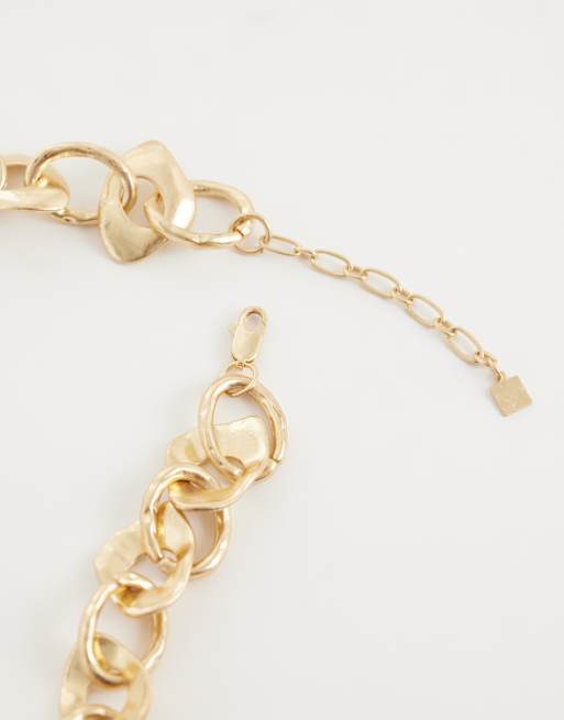 ASOS DESIGN collier à grosses mailles effet fondu brossé doré, 4 de 4