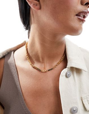 ASOS DESIGN necklace with mixed bar and link design in gold tone - ASOS Price Checker