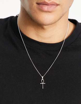 ASOS DESIGN - Collier à pendentif ânkh - Argenté