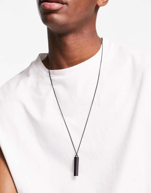 ASOS DESIGN - Collier à pendentif barre - Noir mat