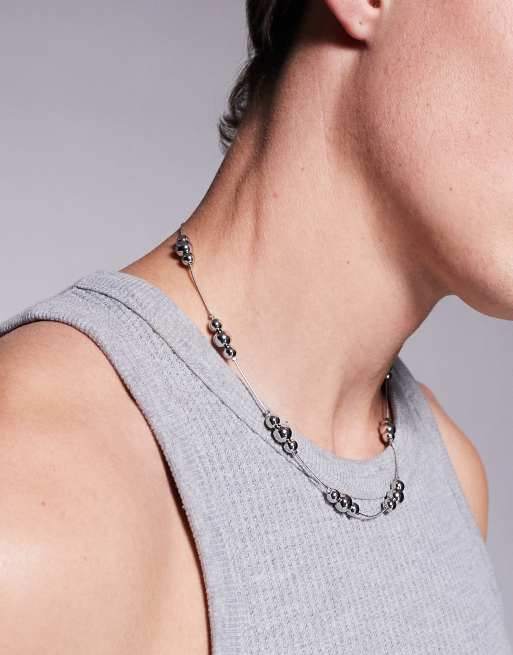 ASOS DESIGN - Collier à perles style pointillé - Argenté