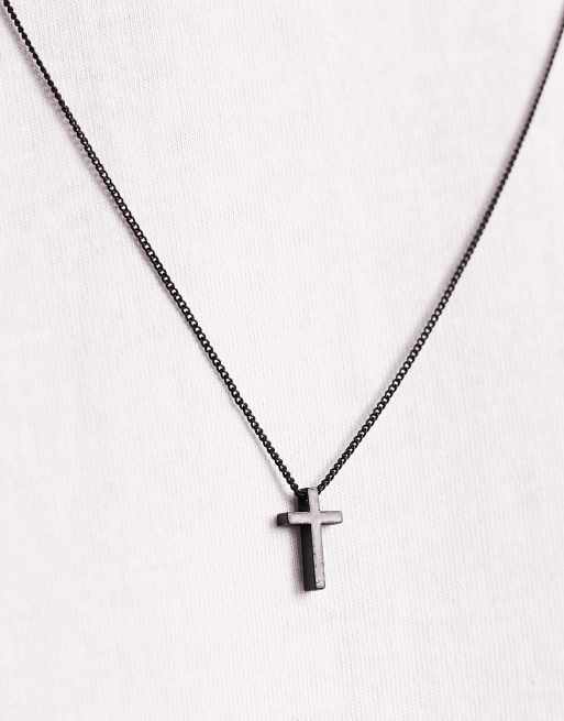 ASOS DESIGN - Collier à petite croix - Noir mat